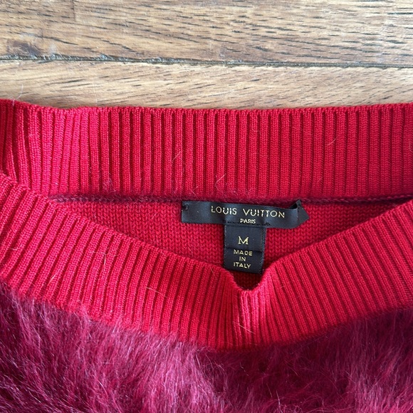 Louis Vuitton Burgandy Wool and Brushed Cashmere with Leather Accent Sweater - Picture 8 of 11